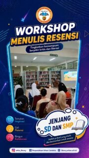 Liputan kegiatan workshop menulis resensi yang diselenggarakan oleh @disarpusda.kotabekasiAcara ini dilaksanakan pada hari Senin, 10 Agustus 2026 untuk jenjang SD dan Selasa, 11 Agustus 2026 untuk jenjang SMP. Info lengkap kegiatan ini sudah bisa dibaca di website resmi perpustakaan Arkan Cendekia.https://library.arkan.sch.id/workshop-menulis-resensi-buku-jenjang-sd-dan-smp/#perpustakaansekolah #literasi #ayokeperpustakaan
